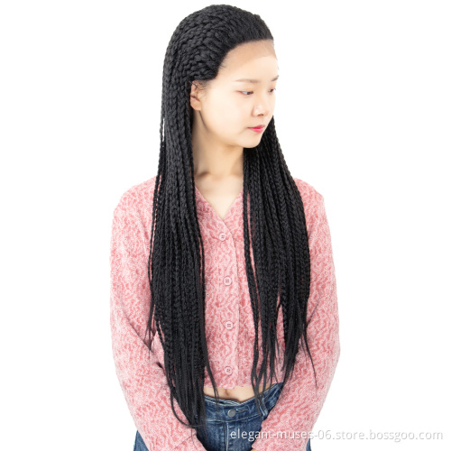 Daily Wear 30 Inch Synthetic Straight Box Braids Cosplay Wig for Black Women Synthetic Twist Braids Hair Braided Lacefront Wigs
